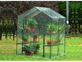 Lunghoh Portable Walk-in Plant Greenhouse with PVC Cover, 3 Tiers 8 Shelves Garden House for Outdoor 155x140x200cm